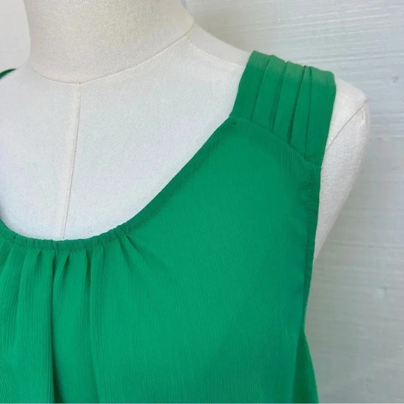 Women’s Green Chiffon Flowy Cross Knot Back Sleeveless Blouse Tank Top / Size M - Picture 3 of 7